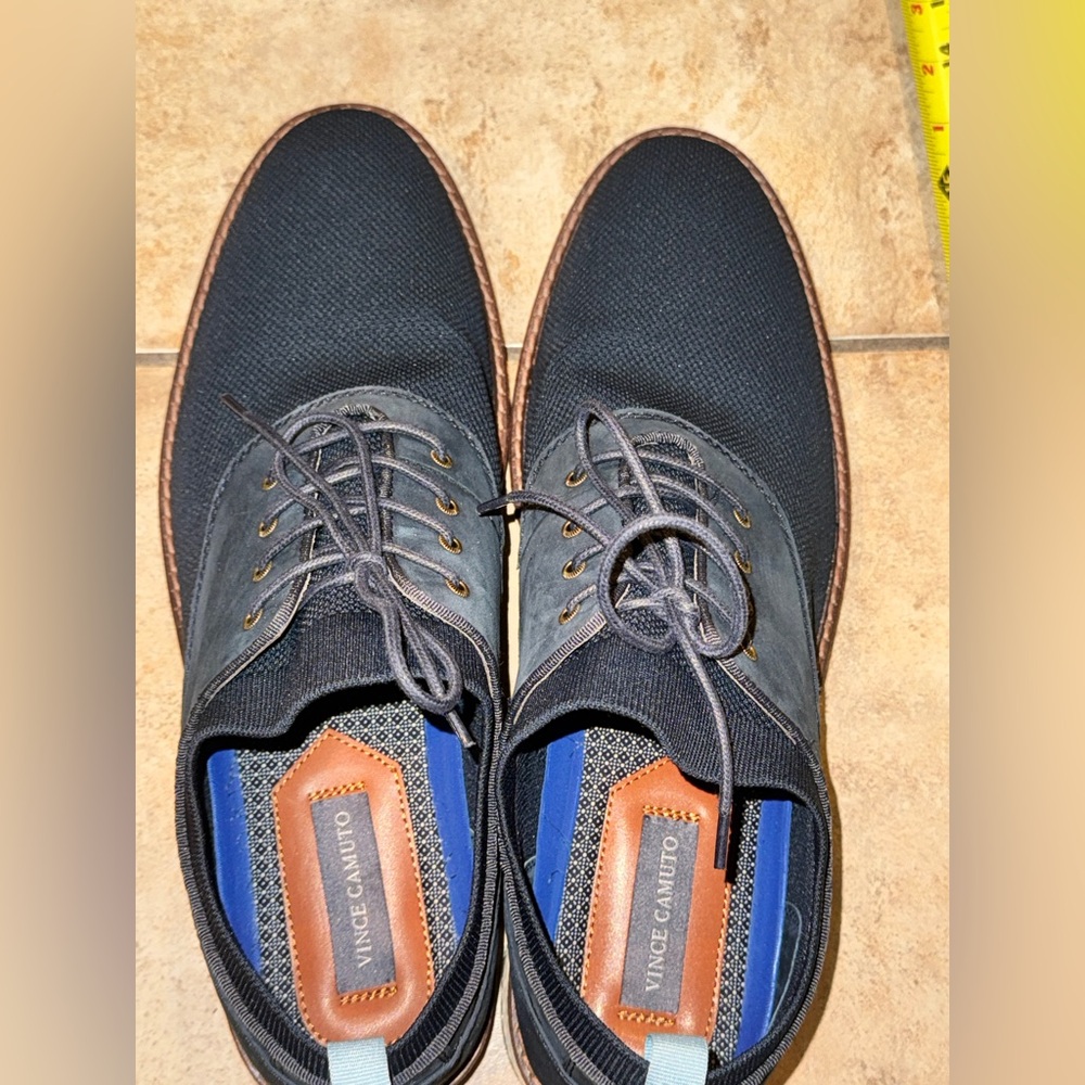 Worn Once Vince Camuto Mens Blue Round Toe Lace Up Oxford Dress Shoes Size 13 M